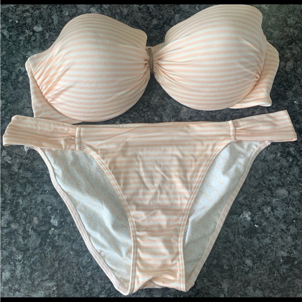 Victoria’s Secret Swim Set- Classic pink/white striped